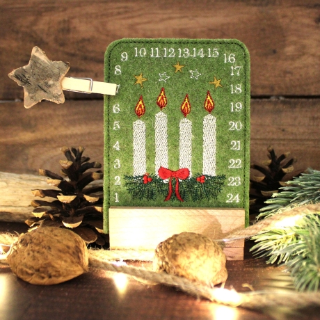 Stickdatei ITH Tischadventskalender Kerze 10x10cm Adventskalender