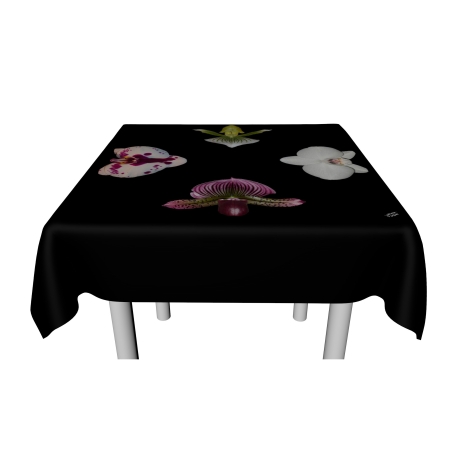 Edle Designer-Tischdecke mit Orchideen (ca. 120 cm x 120 cm)