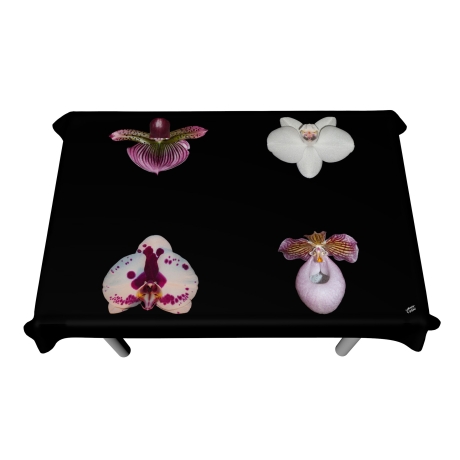 Edle Designer-Tischdecke mit Orchideen (ca. 140 cm x 100 cm)