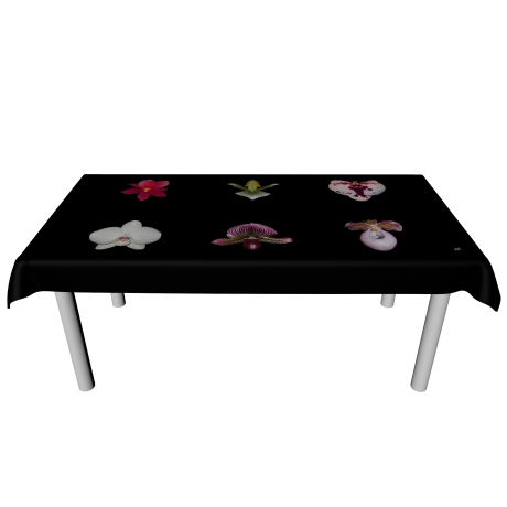 Edle Designer-Tischdecke mit Orchideen (ca. 220 cm x 120 cm)