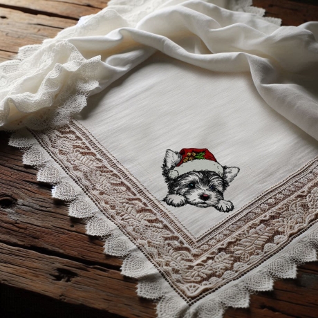 NEU Stickdatei Yorkshire Terrier Welpe Weihnachtsmütze 