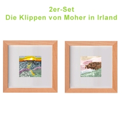 Aquarell Klippen Moher Irland Original Miniatur Rahmen 15x15 cm