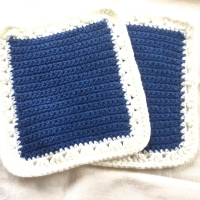 Topflappen Spültücher in blau und weiß handgehäkelt 