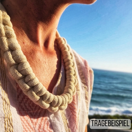 Statementkette pink Knoten Skandi Baumwolle Makramee nachhaltig