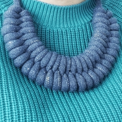 Statementkette grau-glitter Knoten Skandi Baumwolle nachhaltig