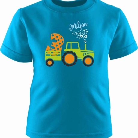 Kinder Kurzarm T-Shirt TRAKTOR personalisiert mit Name + Zahl