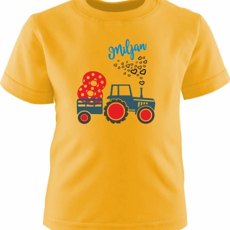 Kinder Kurzarm T-Shirt TRAKTOR personalisiert mit Name + Zahl