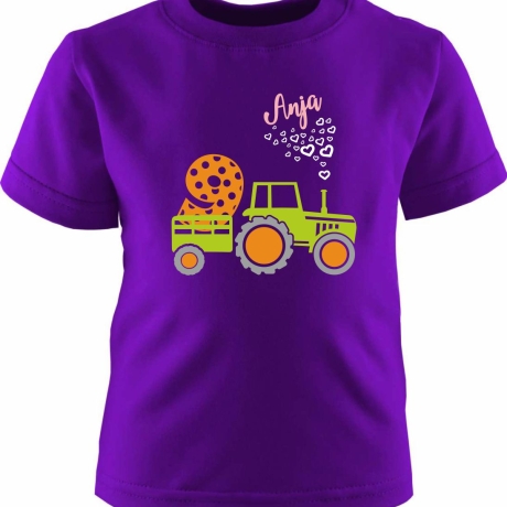 Kinder Kurzarm T-Shirt TRAKTOR personalisiert mit Name + Zahl