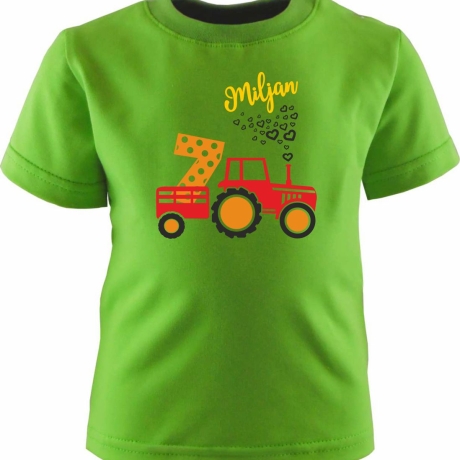 Kinder Kurzarm T-Shirt TRAKTOR personalisiert mit Name + Zahl
