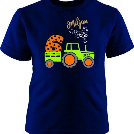 Kinder Kurzarm T-Shirt TRAKTOR personalisiert mit Name + Zahl