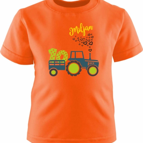 Kinder Kurzarm T-Shirt TRAKTOR personalisiert mit Name + Zahl