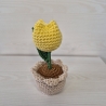Tulpe im Topf - gelb (Häkelblume)