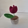 Tulpe im Topf - rot (Häkelblume)