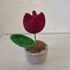 Tulpe im Topf - rot (Häkelblume)