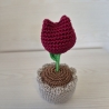 Tulpe im Topf - rot (Häkelblume)