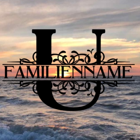 Aufkleber Monogramm U mit Familiennamen