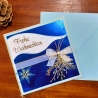 Weihnachtskarte frohe Weihnachten Blau-Metallic Gold Heilig Abend