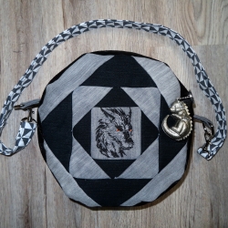 Handtasche Drache Rund Upcycling Jeans/Kunstleder Handtasche Drache Rund Upcycling Jeans/Kunstleder