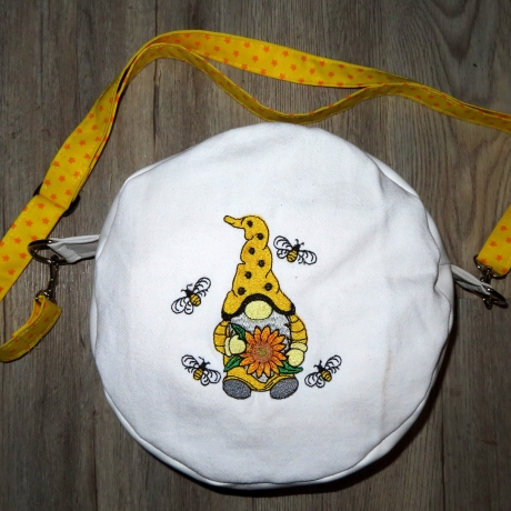 Handtasche Wichtel Frühling Rund Upcycling Jeans/Kunstleder