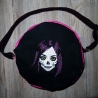 Handtasche Zombie Skull Goth Rund Upcycling Jeans/Kunstleder