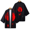 Herren-Kimono, Handarbeit, schwarz mit rotem Motiv, neu, kurz