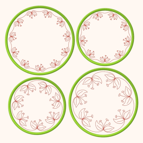 4x Stickdatei ITH Untersetzer Lilie Ø 10 und 12 cm Stickdirwas