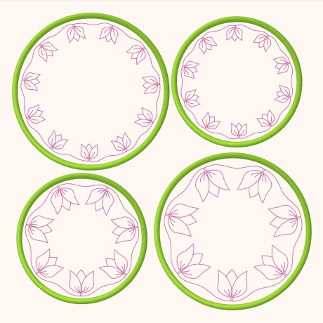 4x Stickdatei ITH Untersetzer Tulpe Ø 10 und 12 cm Stickdirwas
