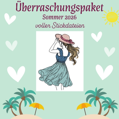 Sommerpaket 2026 Stickdateien ab 13x18cm Stickrahmen