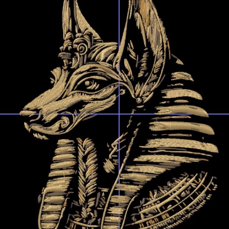 NEU Stickdatei Anubis ägyptischer Hund gold realistisch