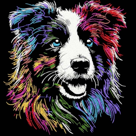 Stickdatei Australian Shepherd Siri Hund bunt Lunachild