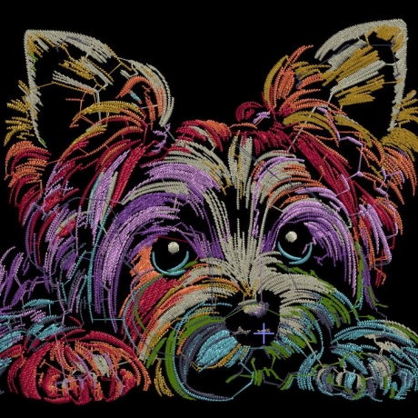 Neu Stickdatei Yorkshire Terrier Bubbles realistisch