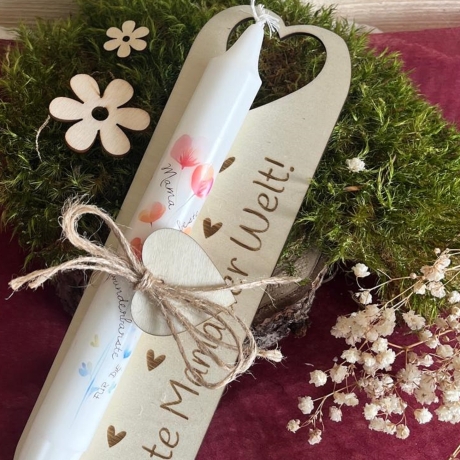 Halter mit Stabkerzen Botschaft zum MUTTERTAG *** versch. Sprüche