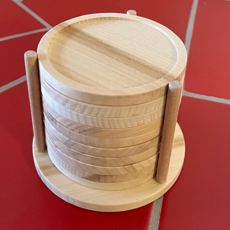 Holzuntersetzer aus Eibenholz, natürlich schön, inkl Aufbewahrung