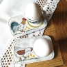 Stickdatei Untersetzer für Eierbecher Ostern Hahn Huhn