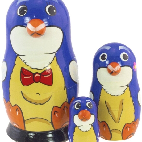 3-er Matroschka Tiere Pinguin m Fliege, 14 cm, neu