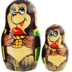 3-er Matroschka Igel mit Apfel, 13 cm, Holz, neu 3-er Matroschka Igel mit Apfel, 13 cm, Holz, neu