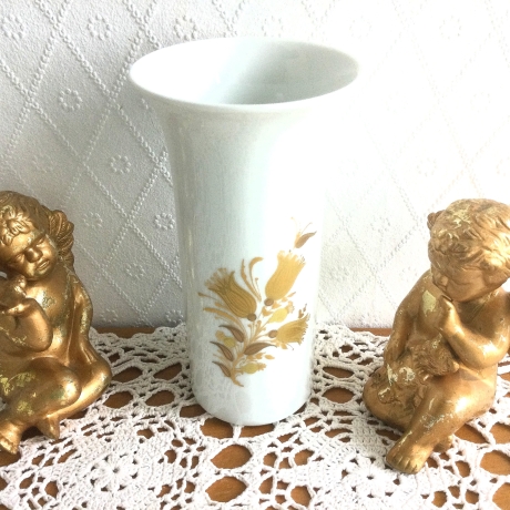 Vintage 70er Jahre Vase mit schönem Golddekor von Rosenthal