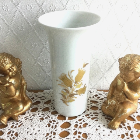 Vintage 70er Jahre Vase mit schönem Golddekor von Rosenthal