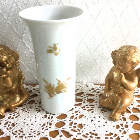 Vintage 70er Jahre Vase mit schönem Golddekor von Rosenthal