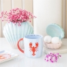  Muschel Karamik Blumenvase in Pastellblau & Rosatöne Beach