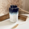 Handgemachte Keramik - getöpferte Vase weiß blau mit Farbverlauf