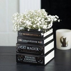  Karamik Blumenvase in schwarz Bücherstapel