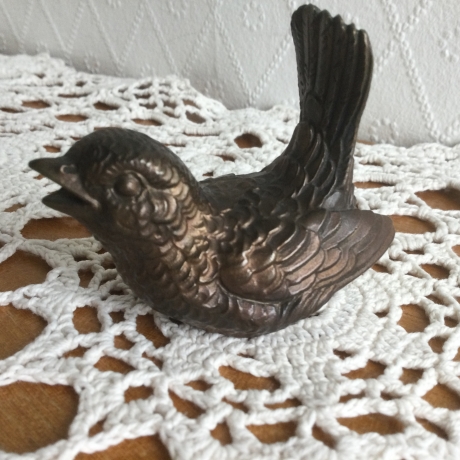Vintage Vögelchen aus massiver Bronze fein ziseliert 70er Jahre