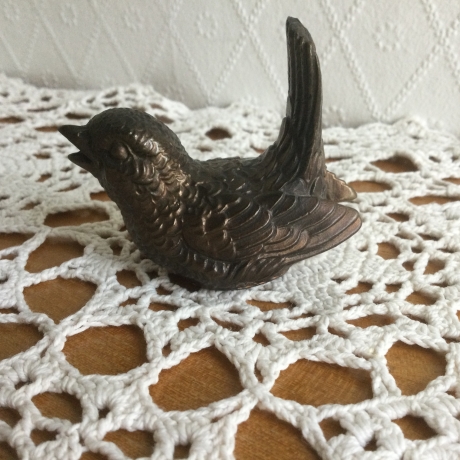 Vintage Vögelchen aus massiver Bronze fein ziseliert 70er Jahre