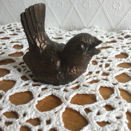 Vintage Vögelchen aus massiver Bronze fein ziseliert 70er Jahre