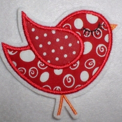 Aufnäher  Vögelchen - Piepmatz  rot KR/P Appli