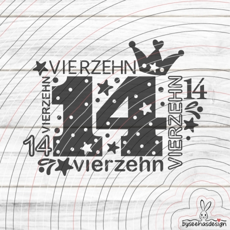 Zahl Vierzehn Plotterdatei SVG DXF