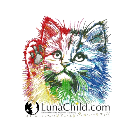NEU Stickdatei Katze Duke realistisch bunt