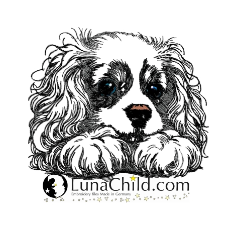 Stickdatei King Charles Cavalier Spaniel Marley  Hund