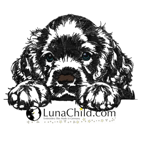 Neu Stickdatei Cocker Spaniel Welpe Kodaund LunaChild